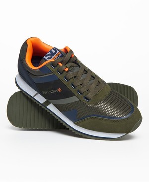 Superdry Fero Runner Férfi Tornacipő Khaki/Sötétkék | RDCZA7684